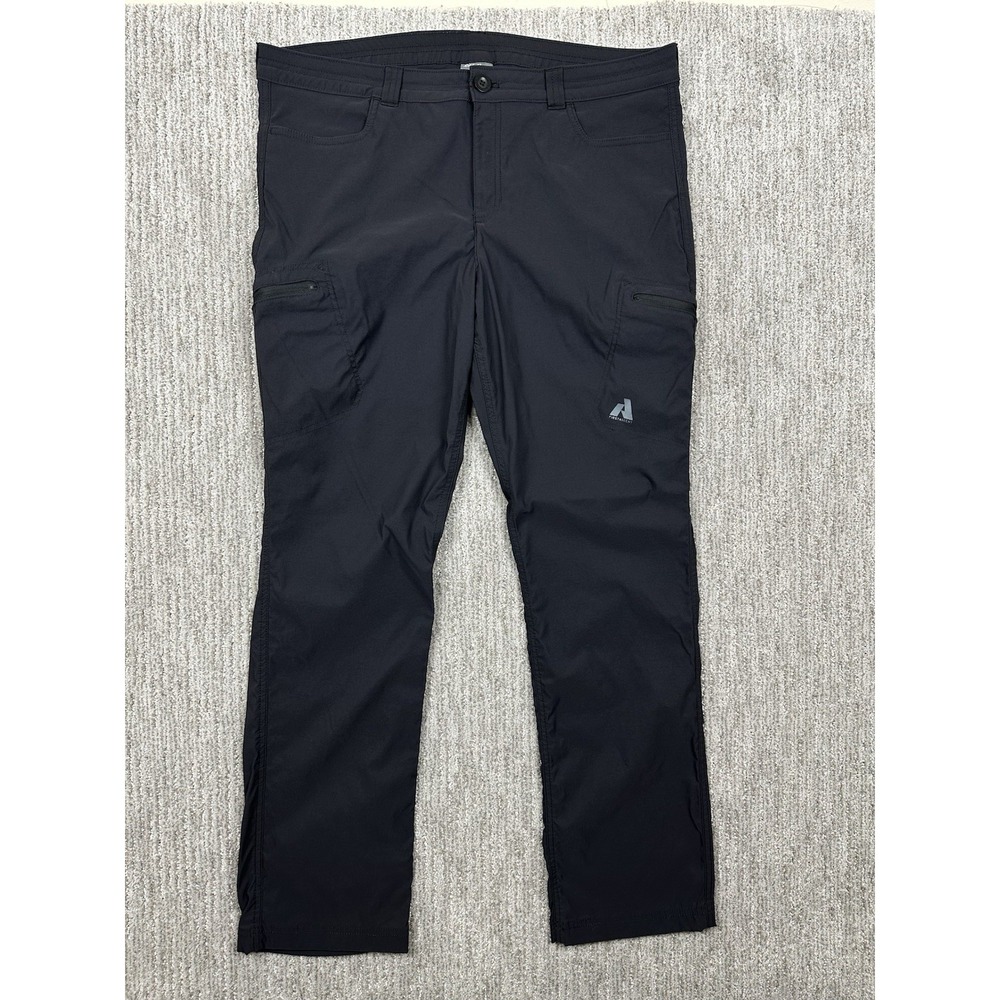 Eddie Bauer Women's 16 First Ascent Pants Hiking Black Nylon Stretch Zip Pockets